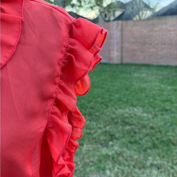 Dots Red Ruffled Blouse - Picture 2 of 5